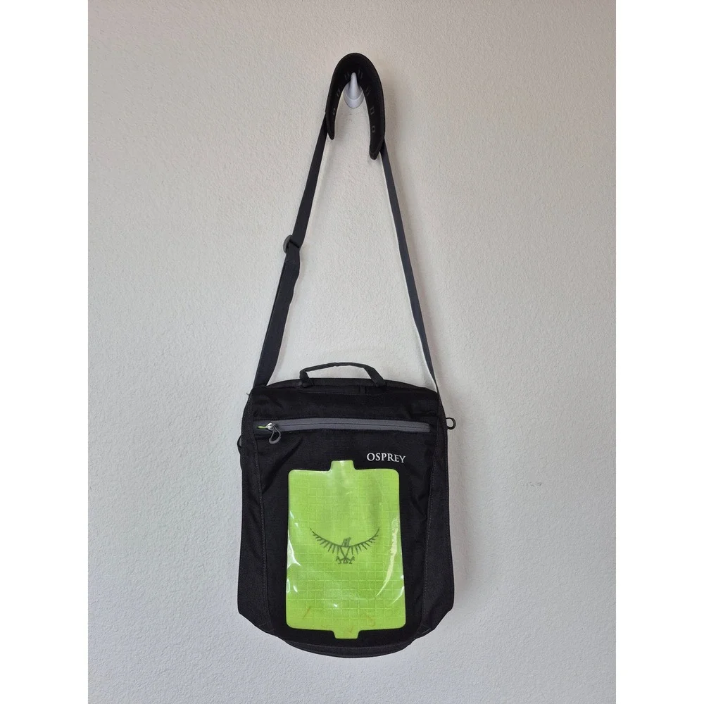 Osprey Nano Port Tablet Messenger Bag Black Lime Green Shoulder Crossbody‎ Bag